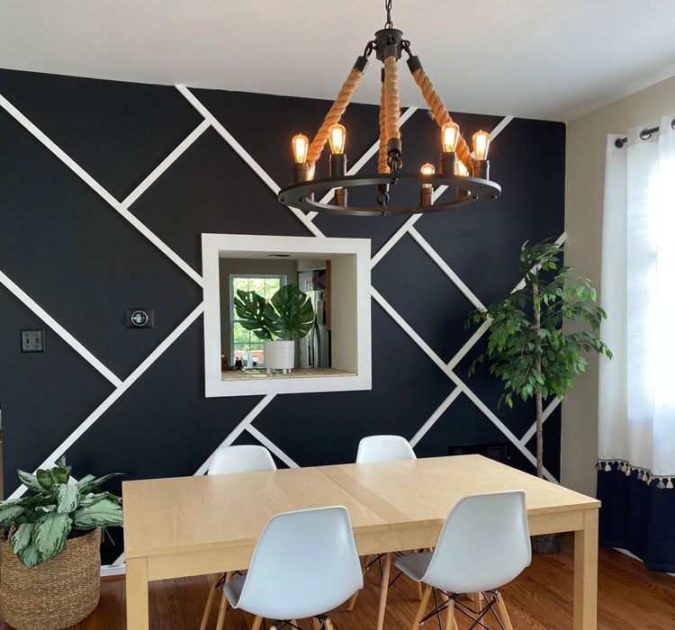 Dining Room with Black Accent Wall