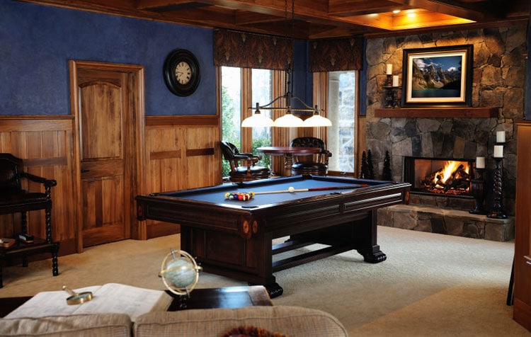 DIY Man Cave Pool Table with Wood and Tables