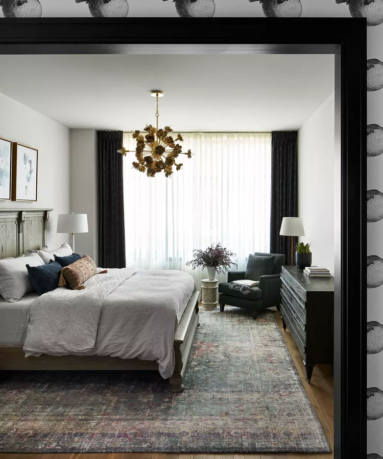 Eclectic Grey and Black Bedroom