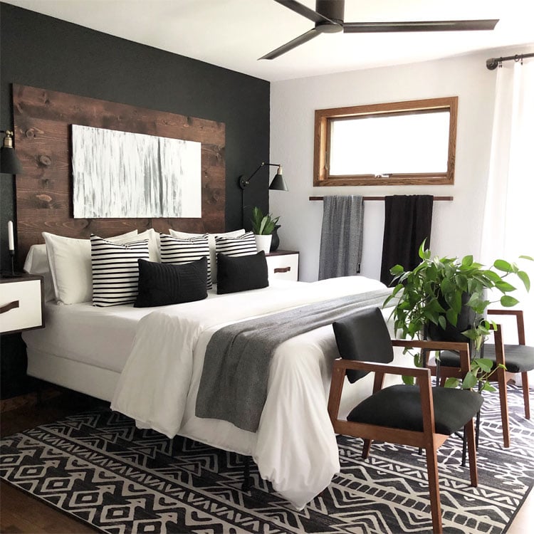 Edgy Black Walls in Bedroom