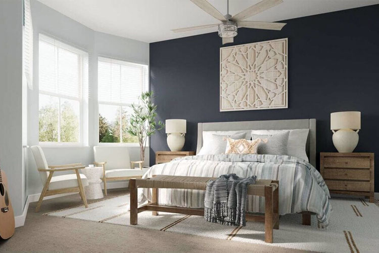 Feminine Bedroom with Black Wall