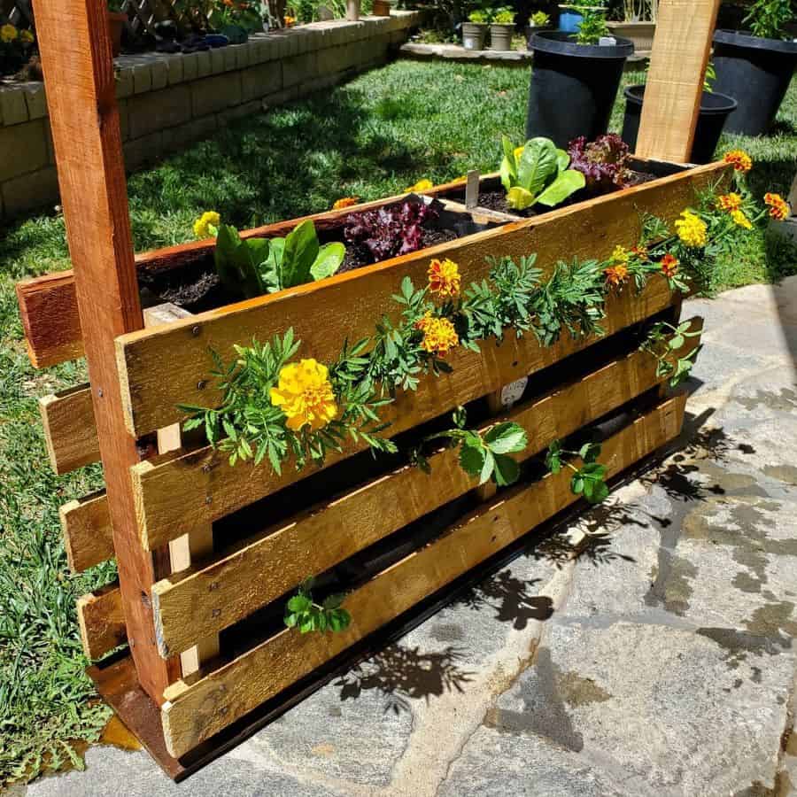 freestanding half-pallet planter garden
