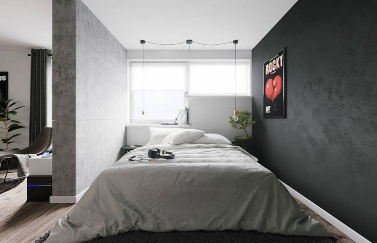 functional-male-bedroom-with-simple-design-in-apartment Functional Male Bedroom with Simple Design in Apartment