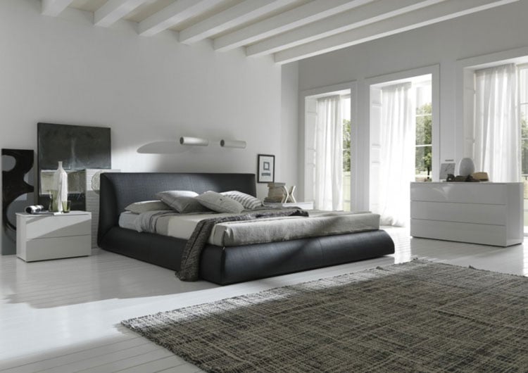 Gorgeous White, Light and Dark Grey Master Bedroom