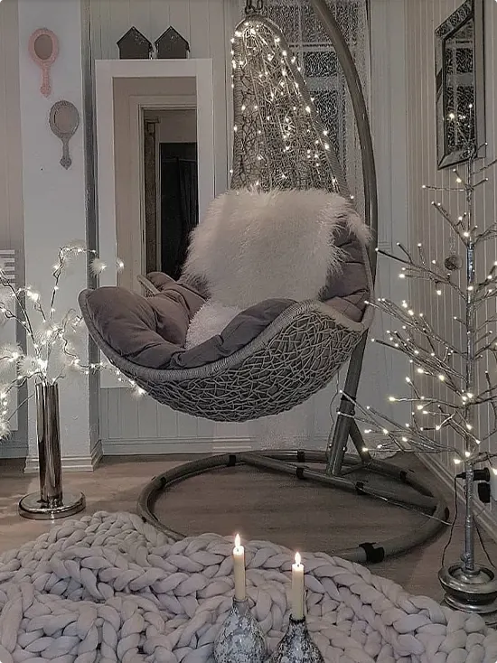 Gray Wicker Egg Chair