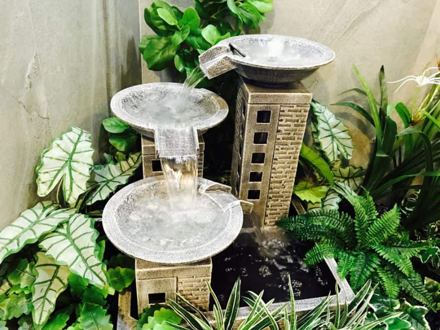 indoor-zen-garden water feature in small corner garden
