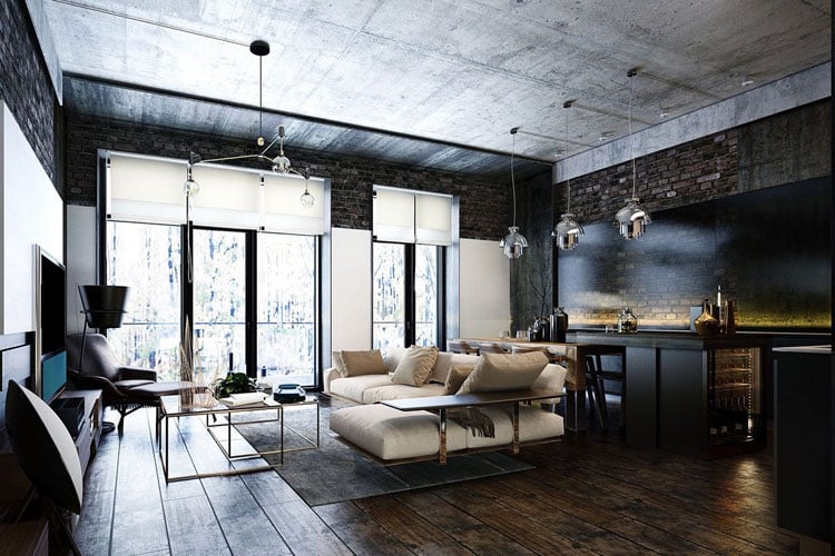 industrial-style-bachelor-apartment Industrial Style Bachelor Apartment