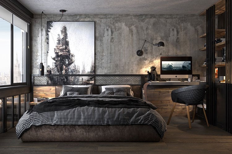 Industrial Style Bedroom For Men