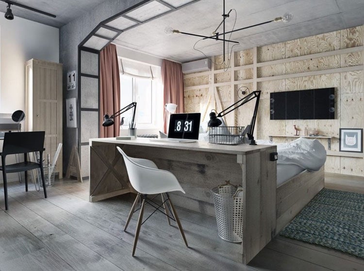 Innovative Bedroom Office Combo with Clean Design