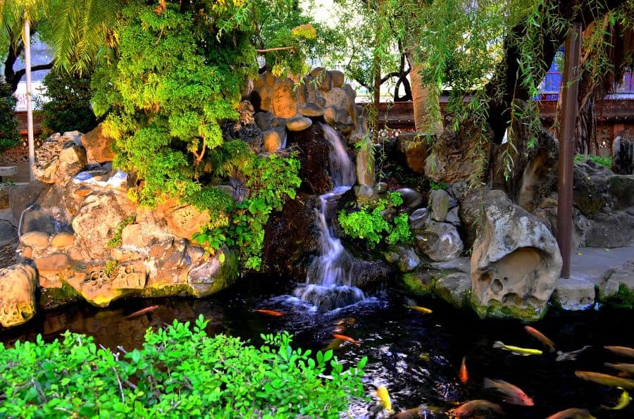 koi-pond-zen-garden-ideas-4 large koi pond with waterfall backyard