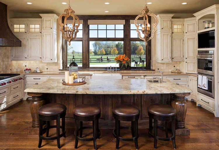 Large-Scale Kitchen Cabinets Fill A Large Room