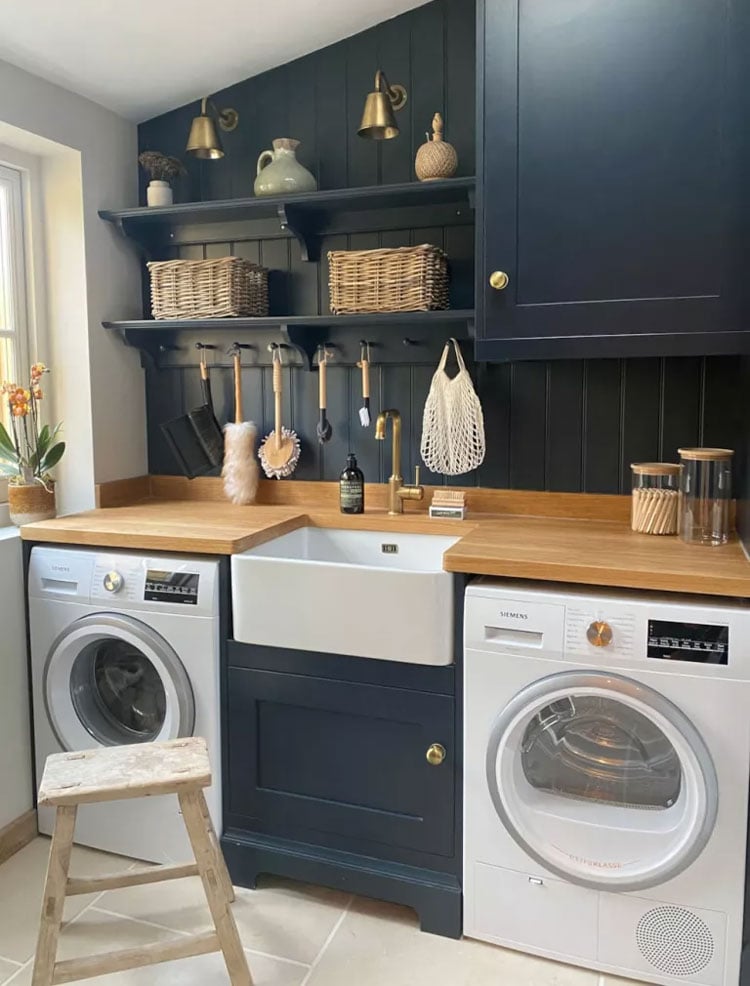 Laundry Room Layout with Storage and Sink