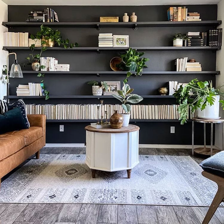 Library with Black Accent Wall