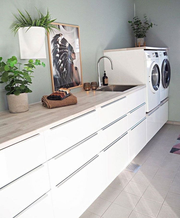 Long Laundry Room with Organization and Storage