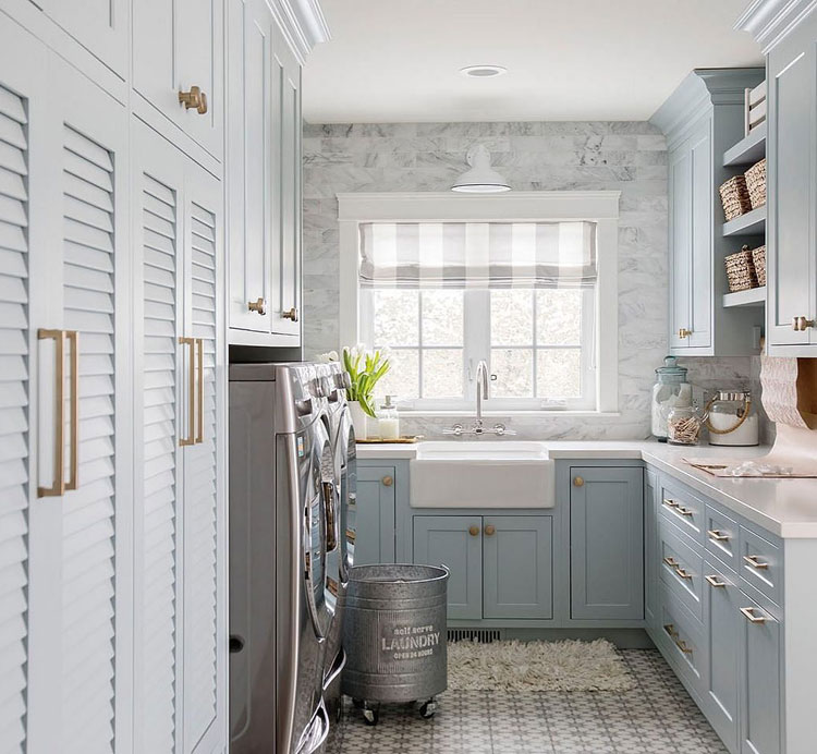 Luxurious Laundry Room with Washer Dryer Sink Cabinets