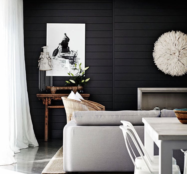 Luxury Living Room with Black Wall