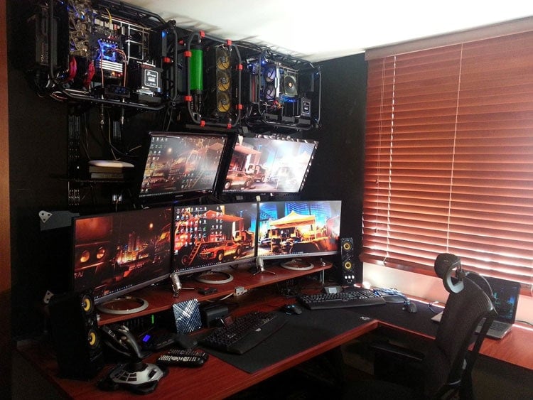 Masculine Video Game Room with Eclectic Nerdy Computer Décor