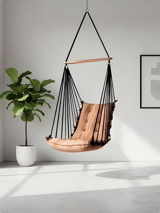 Minimalist Caramel Tufted Hammock Chair
