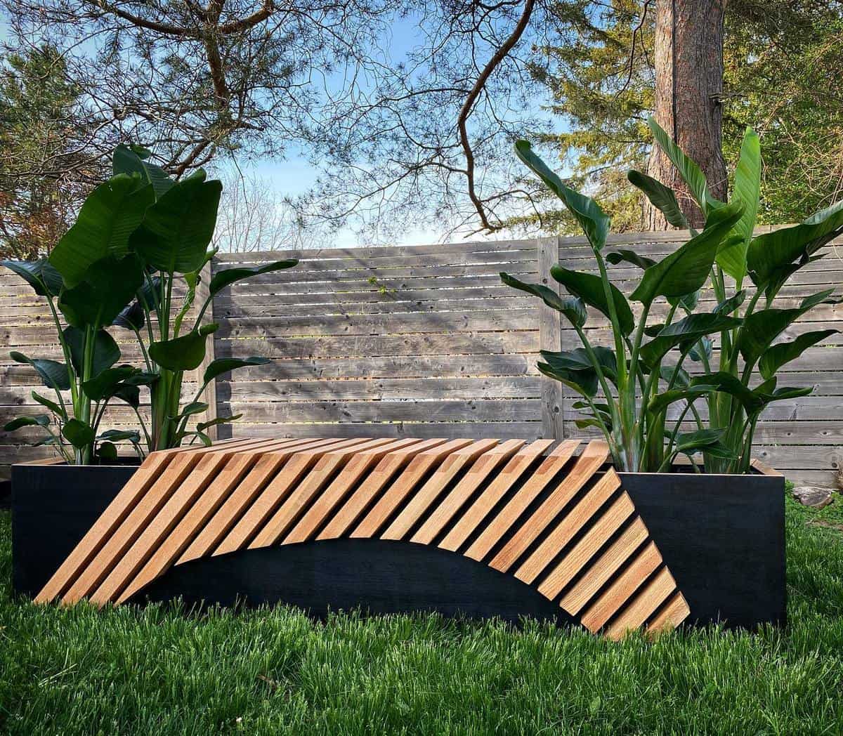 modern-design-garden-bench-ideas-pompousfoxwoodco modern wood garden bench over plant garden