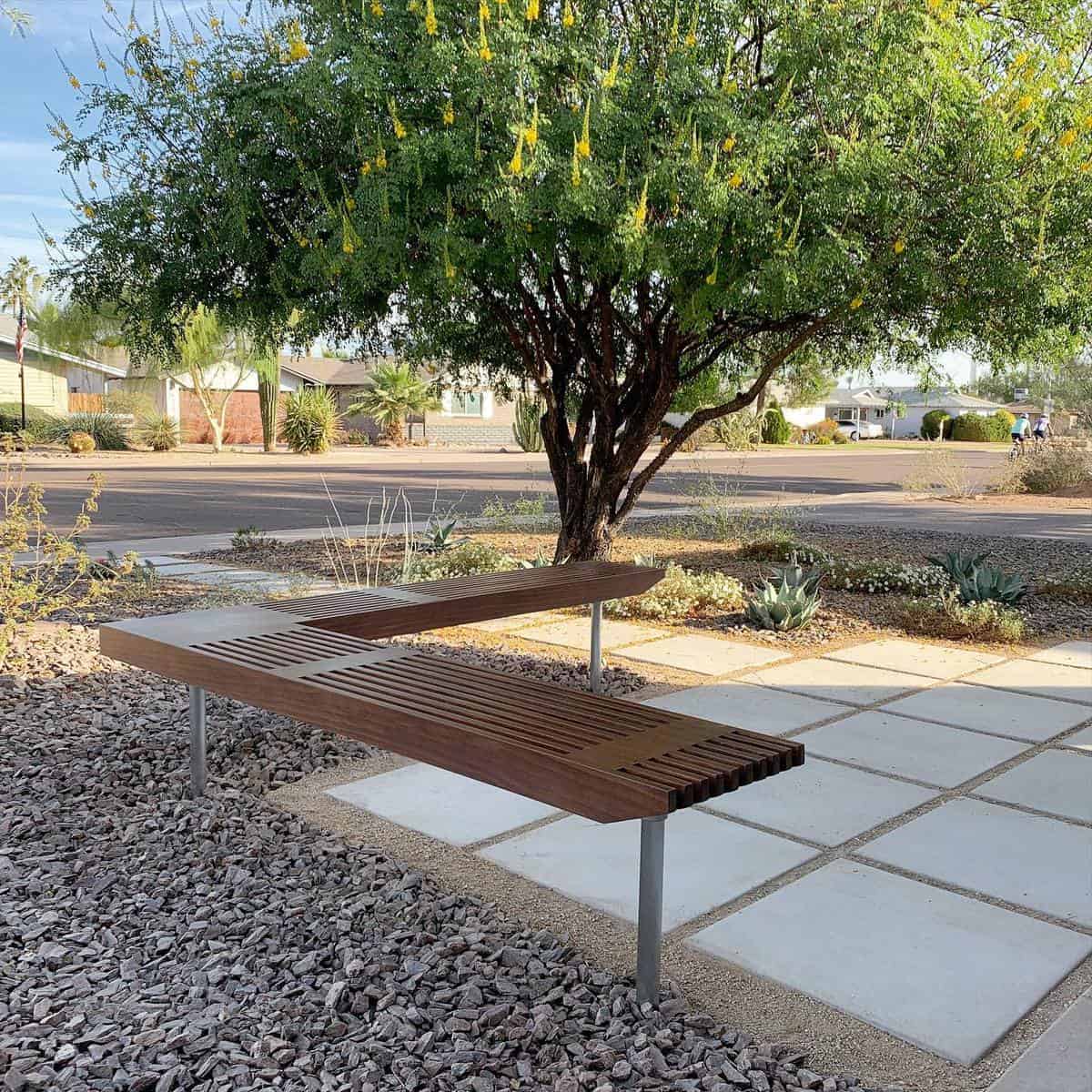 modern-design-garden-bench-ideas-revivemodern l-shape wood bench park