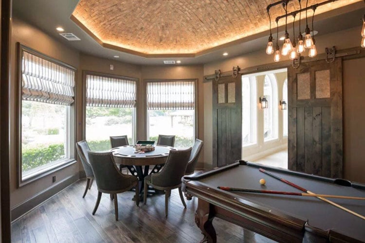 Modern Rustic Man Cave with Pool and Poker Table