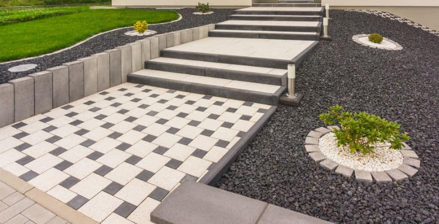 modern-zen-garden-ideas-4 paved patio with stairs large zen pebble garden