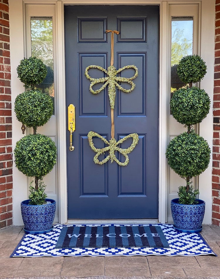 navy-front-door-for-red-brick-house Navy Front Door For Red Brick House