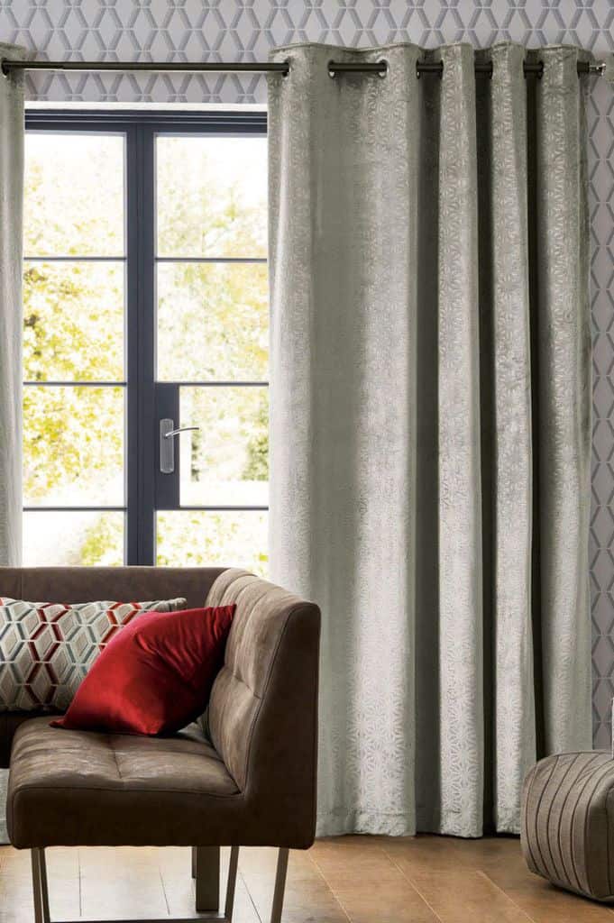 green pattern living room curtains