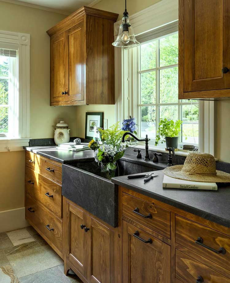New Modern Cabinets with Apron Sink and Nice Window