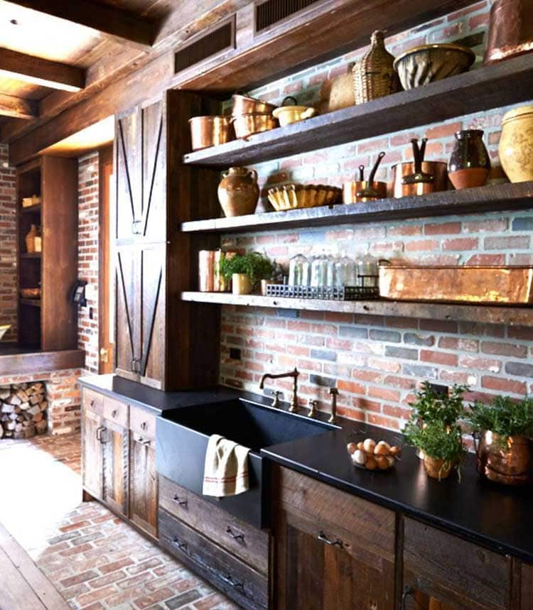 Open Wood Shelving Cabinets For Rustic Style Homes