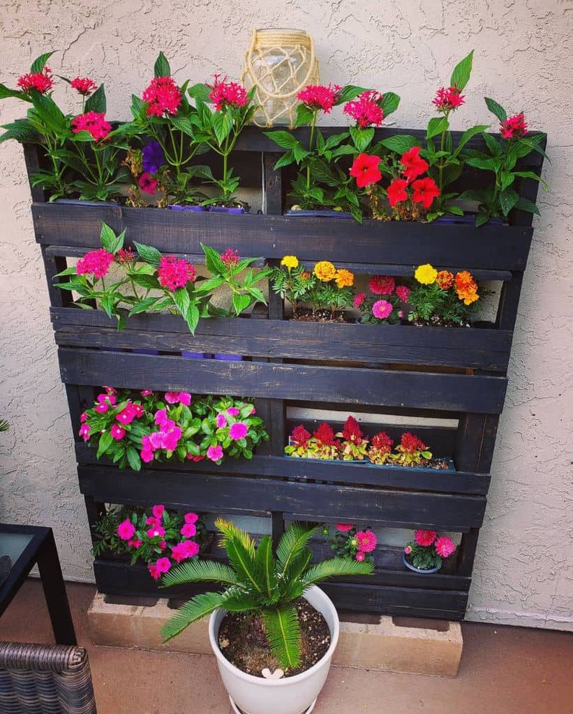 vertical pallet flower box garden