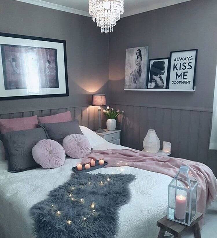 Pink, Purple and Grey Bedroom Decor