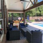 backyard pool high ceiling patio fan