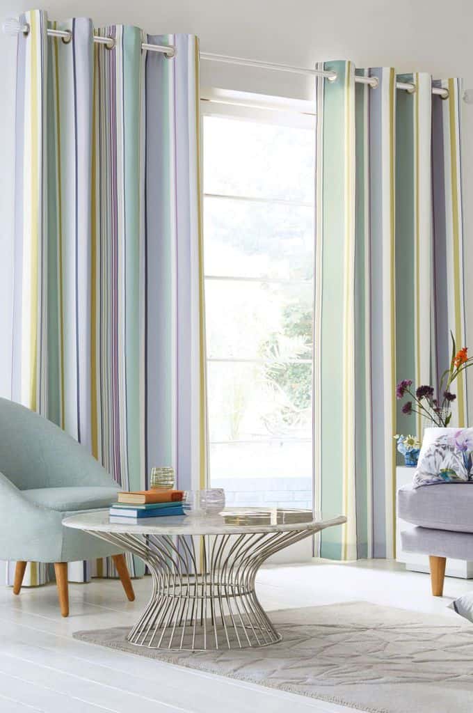 pastel pattern curtains living room