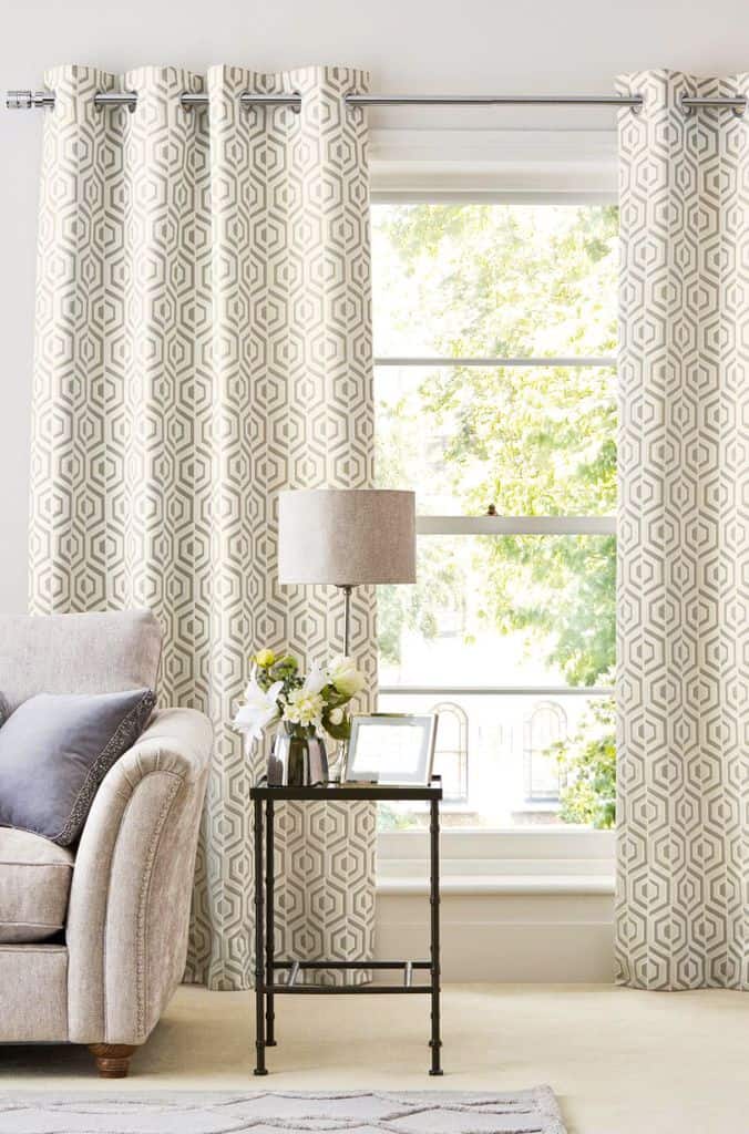 green pattern living room curtains