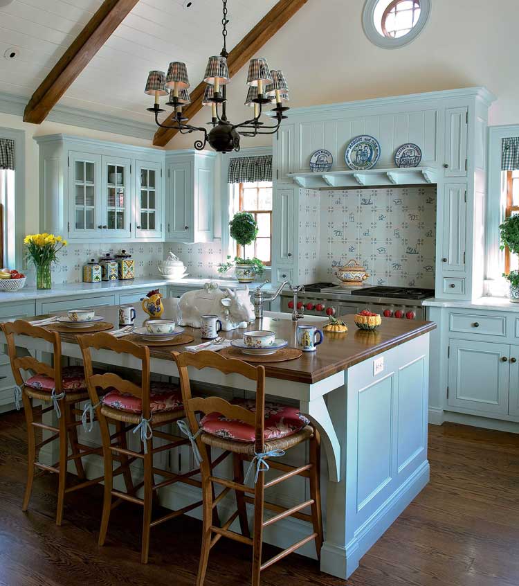 Rustic Blue Kitchen Cabinets