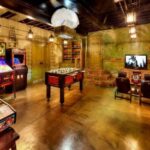 Rustic Game Room with Multiple Gaming Options
