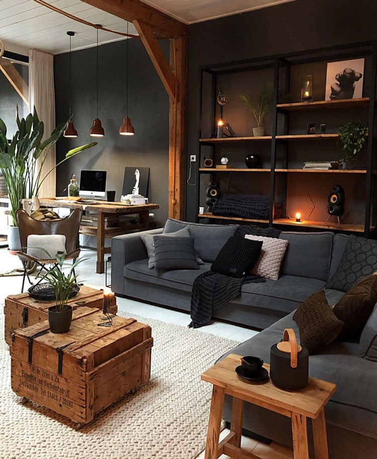 Rustic Masculine Men’s Living Room