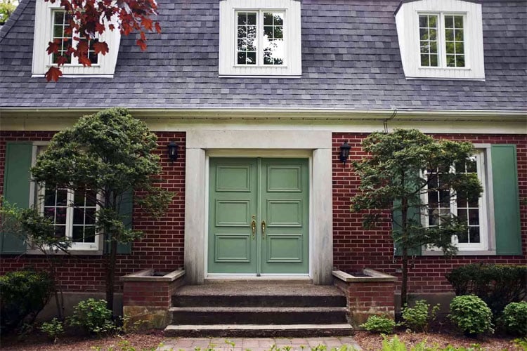 sage-green-front-door-for-red-brick-house Sage Green Front Door For Red Brick House