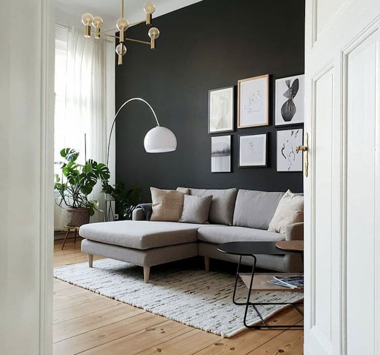 Scandinavian Style with Black Wall