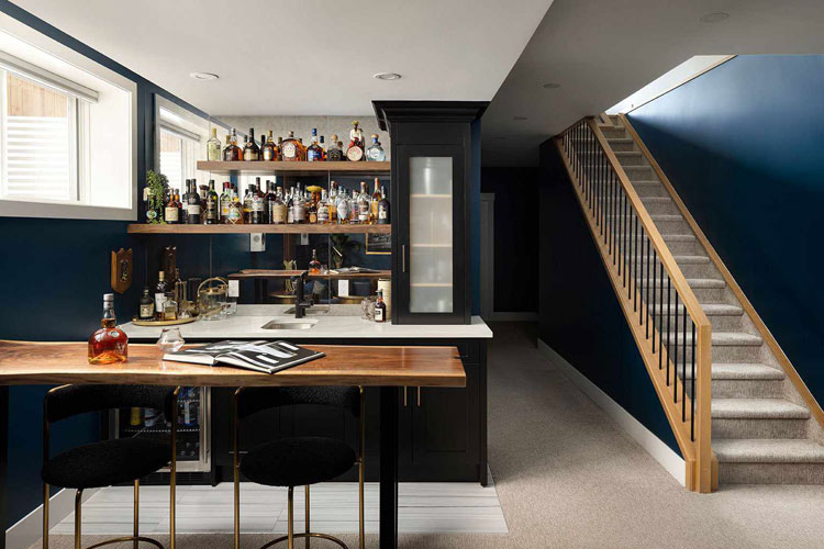 Simple and Modern Basement Bar