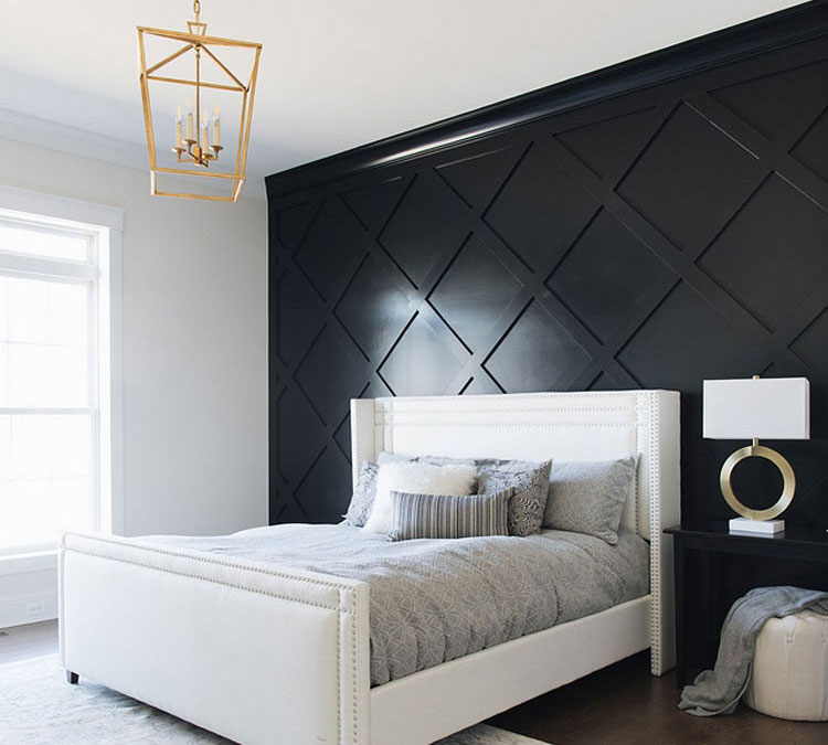 Simple Bedroom with Black Accent Wall