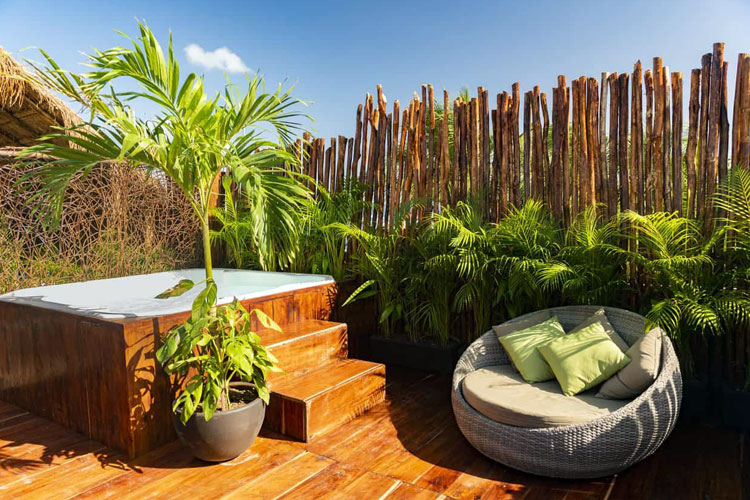 Simple Hot Tub Privacy with Bamboo