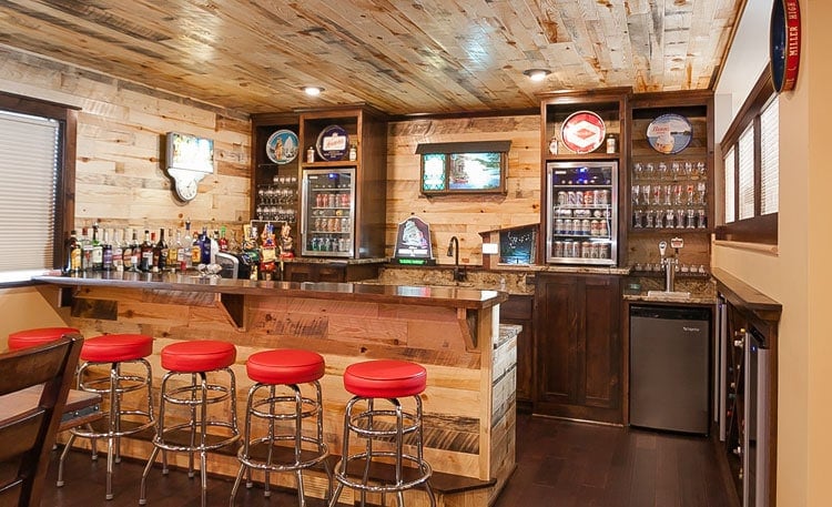 Simple Rustic Basement Bar Designs