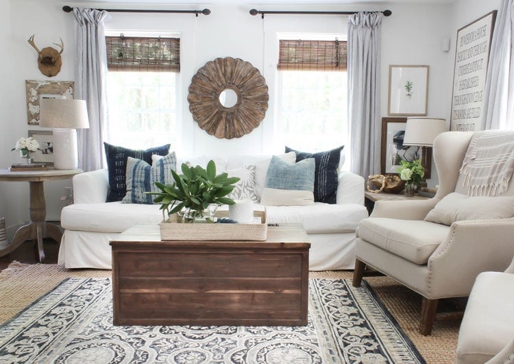 Simple Table Decor In A Busy Living Room