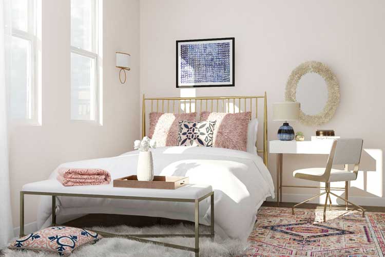 Small Bedroom Office with Minimalist Nightstand Desk