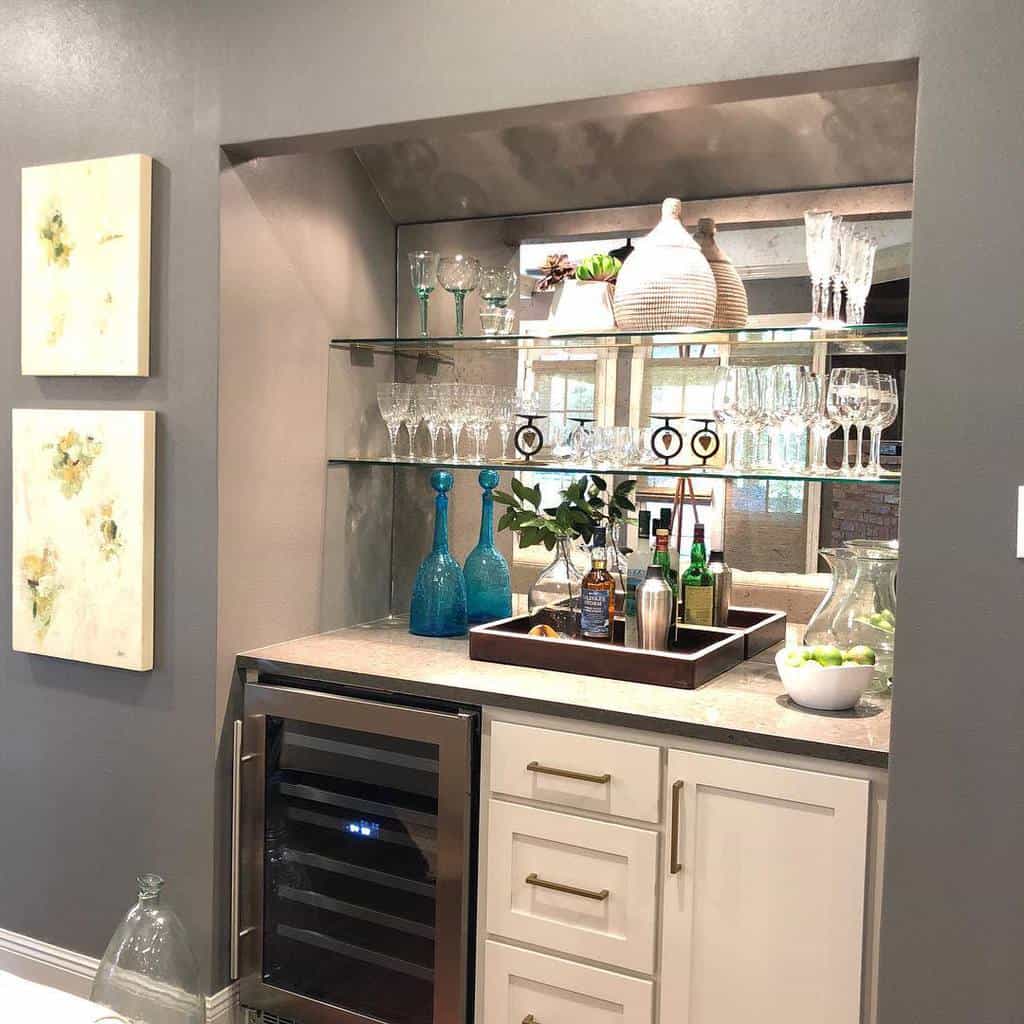 small liquor cabinet glass mirror