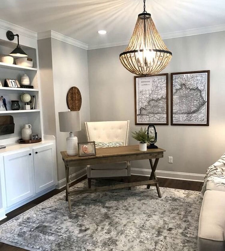 Small Wood Desk in Corner of Bedroom