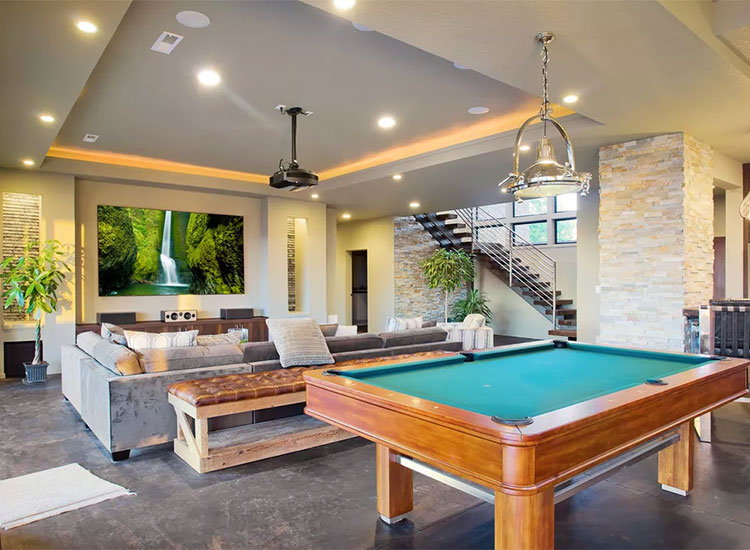 Stylish Basement Man Cave
