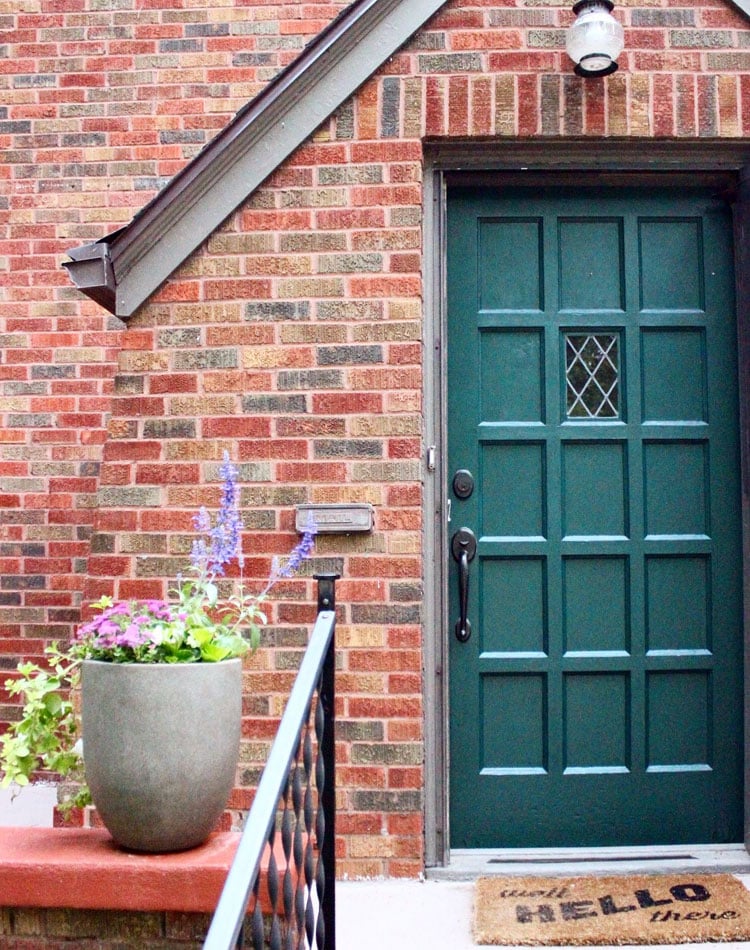 teal-front-door-for-red-brick-house Teal Front Door For Red Brick House